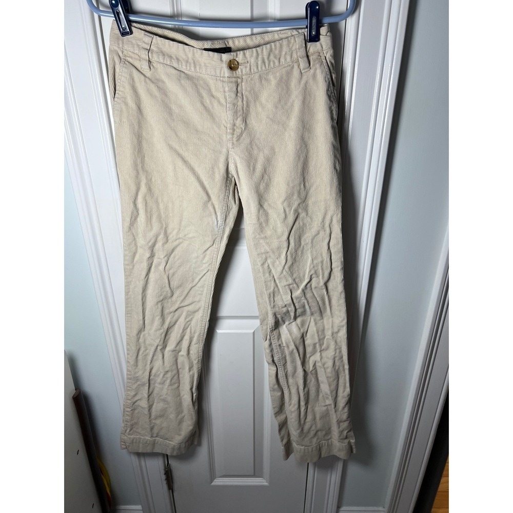 Banana Republic Womens 2 Cream Beige Corduroy Straight Leg Cotton Pants 0817
